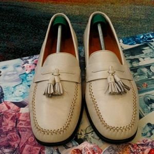 VINTAGE BALLY LEATHER LOAFERS CREME 9.5D
